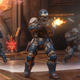 A spartan shoots a weapon in Halo Infinite while defending a zone in the Land Grab mode.